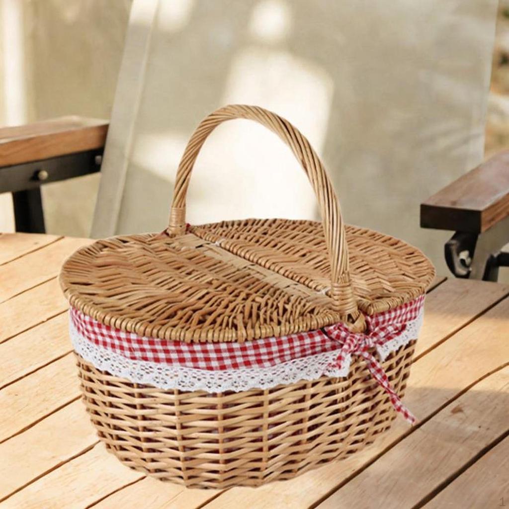 Picnic Basket with Comfortable Handle, Removable Liner And Functional Lid for Picnics, Photography,