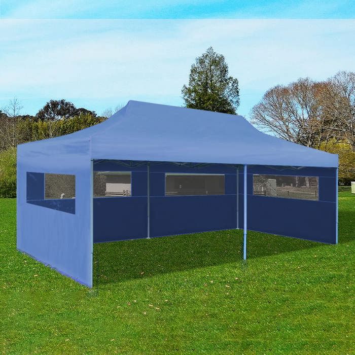 VidaXL Tente de réception pliable bleue 3 x 6 m