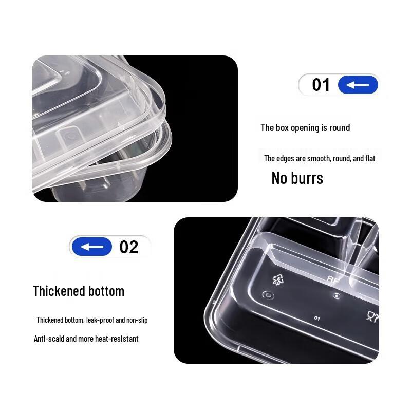 Disposable Rectangular Plastic Food Containers with Lids