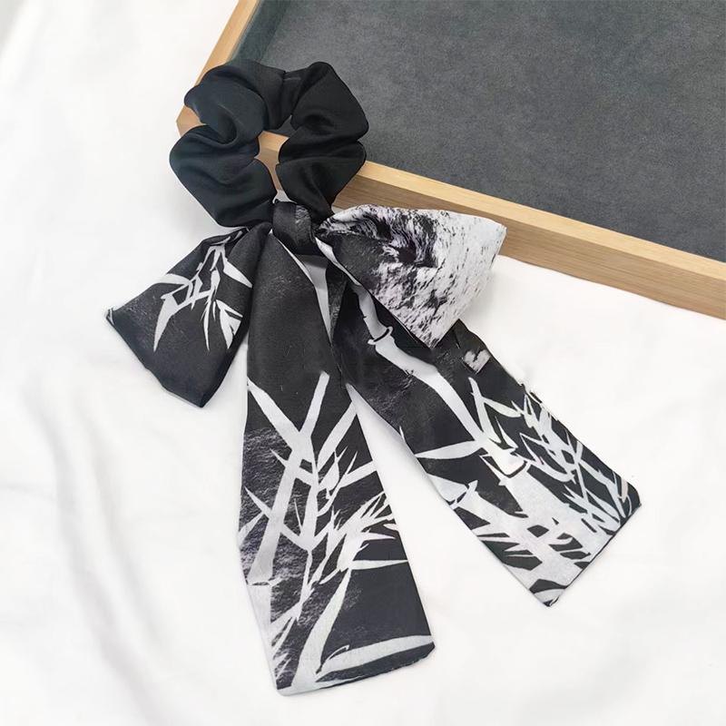 Printed Bow Hair Rope Elegant Ribbon Ponytail Hair Band For Women Sweet Rubber Band Hair Ring Fashion Headdress Hair Accessories