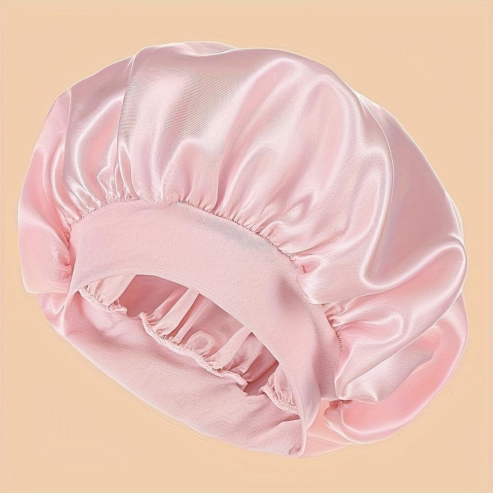1pc Satin Sleep Cap with Elastic Band - Comfortable Polyester Unscented Wide Brim Shower Cap for Daily Use, Hair Bonnet for Sleeping