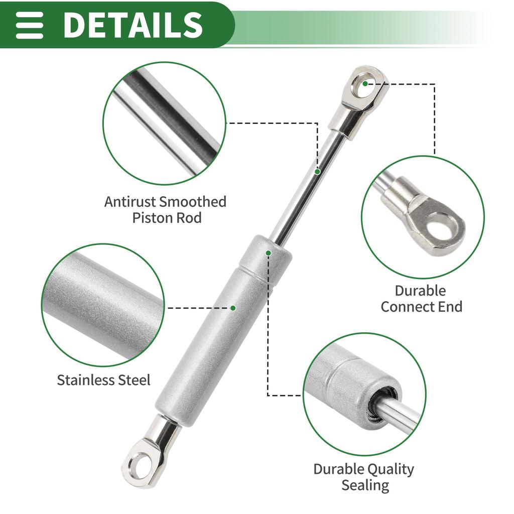 Motoforti Universal Lift Support Strut Gas Springs 6 Inch/150mm 10Ib/45N/4.5kg Metal Silver Tone, 2 Pieces