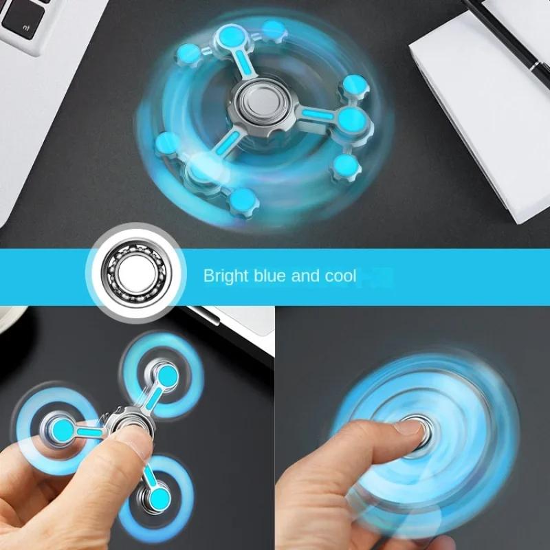 Stress Relief Toy Metal Luminous Fidget Spinner Antistresse Rotating Roller Handle Glowing Spinning Tip Top Gyro Edc Novelties