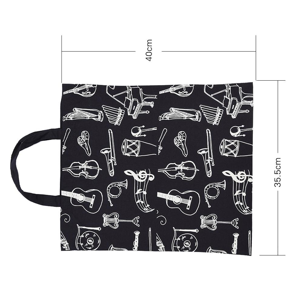 Cartoon Muscial Instruments Patterns Washable Cotton Cloth Handbag Music Tote Shoulder Grocery Shopping Bag for