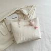Water Corrugated Stitching Tote Bag for Women's Bag New Simple Large Capacity Shoulder Bag Solid Color Niche Handbag