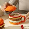 1Pc Italian Hamburger-Shaped Ceramic Cup, Featuring A Multi-Layered Hamburger Design, Bright And Fun Colors, Making It More Convenient To Eat While