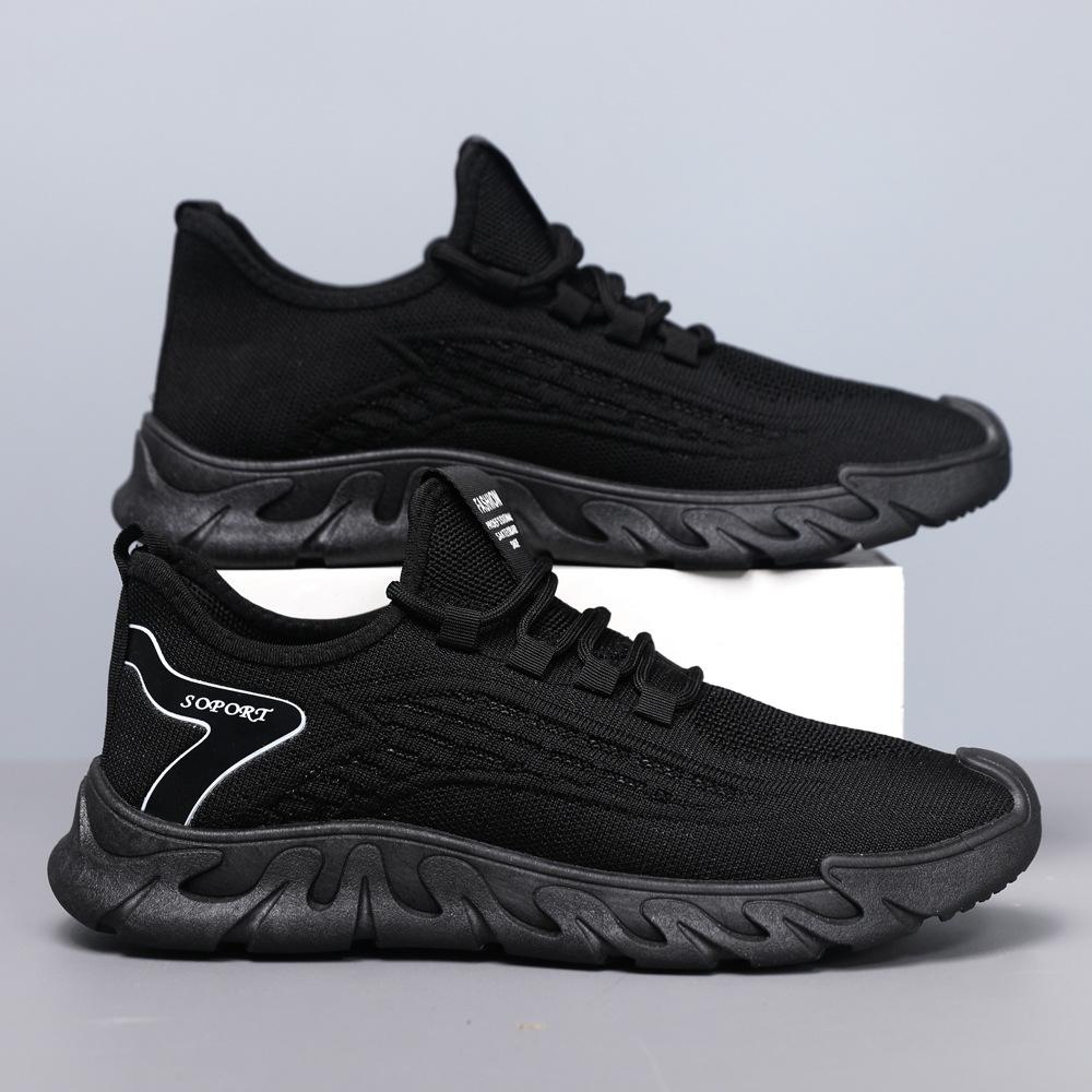 

Летняя новая мужская обувь, дышащая модная обувь на одной педали, летящий тканый тонкий легкий удобный спортивный низкий верх 39