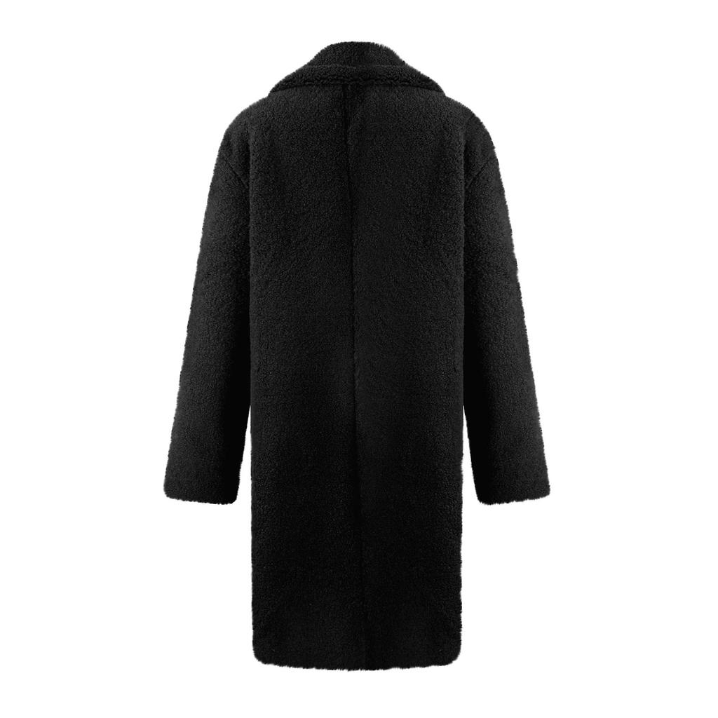 Damenmode Lässiger, vielseitiger Plüsch-Reversmantel Einfarbiger Langarmmantel