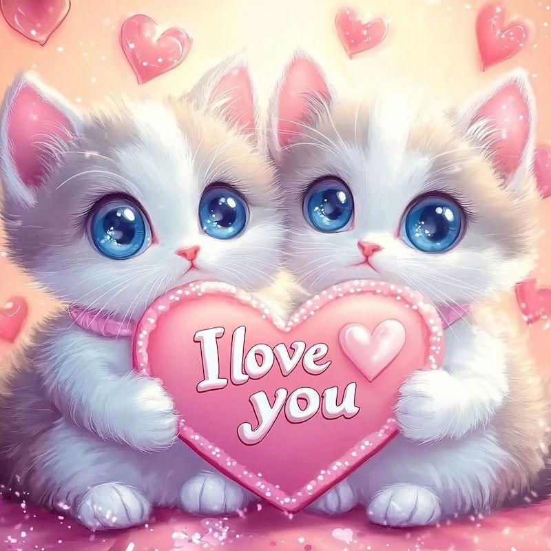 5d DIY Full Square/Round Diamond Painting Animal Cat Rhinestone Pictures Love Complete Kit Art Gift Home Decoration