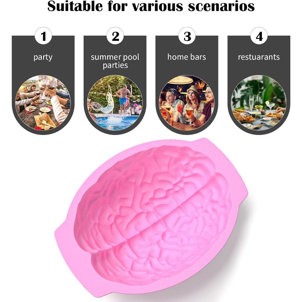 Halloween Silicone Brain Baking Mold Realistic Mold with Support Base Thickened, Suitable for Fondant Chocolate Jelly or Pudding