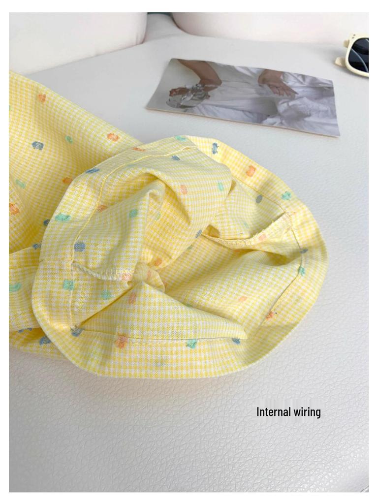 Women's High Waist Polka Dot Wide Leg Pants - Yellow