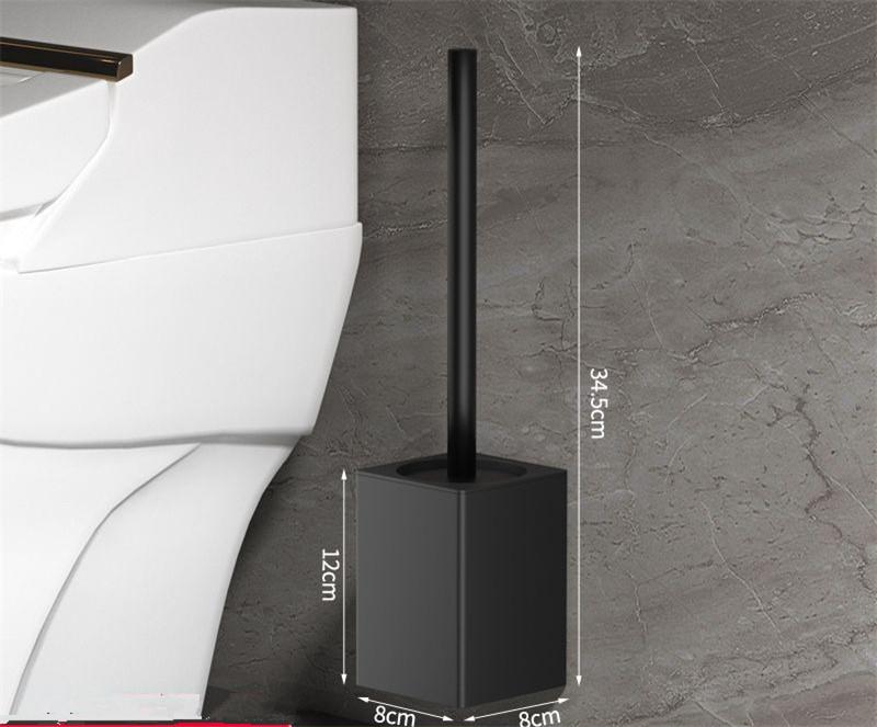 Tuqiu Black Toilet Brush Holder with Brush Aluminum White/Grey Bathroom Toilet Scrub Cleaning Brush Holder Set