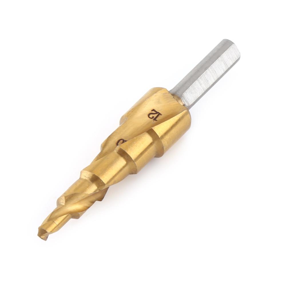 4mm-12mm HSS Step Drill Bit Spiral Flute Step Drill Bits Stepped Cone Drill Bit Drilling Tool