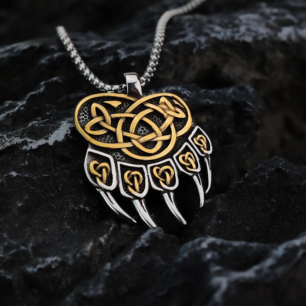 Men's Viking Raven Double-Sided Pendant Necklace In European Titanium Steel