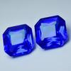 NATURAL Square Cut BLUE Sapphire Loose Gemstone 13.05 Ct Earing Pair CERTIFIED. S-505
