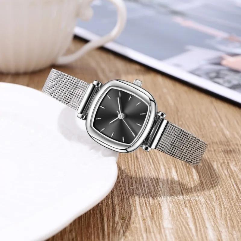 Small Square Watch for Women Fashion Stainless Steel Mesh Strap Quartz Watches Ladies Luxury Gift Wristwatches Dropshipping