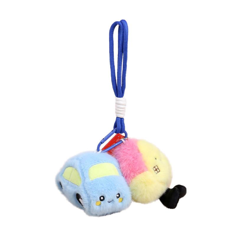 Creative House And Car Plush Keychain With Pp Cotton Filling For Girls Bag Decor