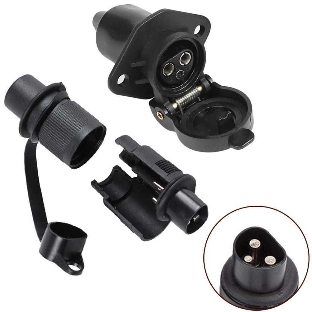 12V 3Pin Trailer Socket Connectors Round 3 Pole Plug-in Trailer Tractor for Caravans Trucks Motorhomes Boats Trailers.