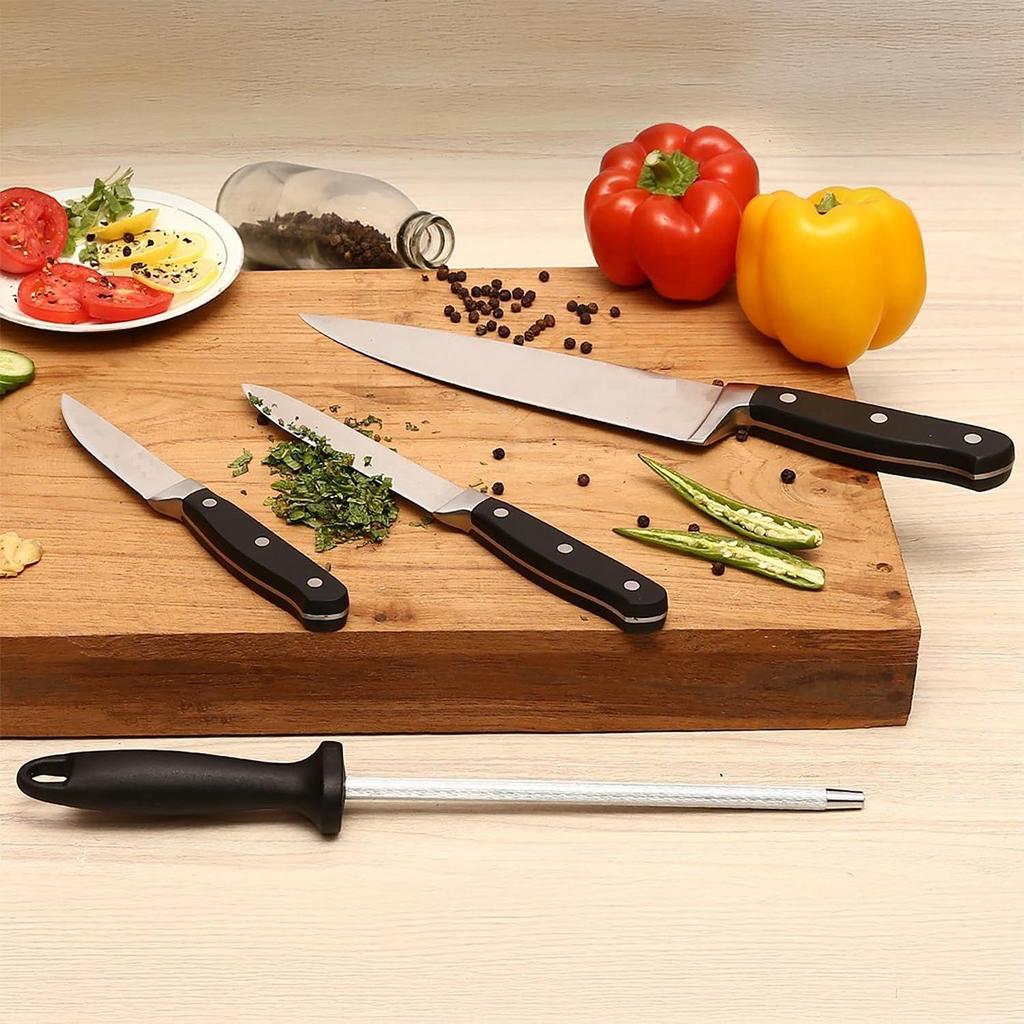 Premium High-Carbon Stainless Steel Kitchen Knife Set, 4-Pieces (with Sharpener), Silver
