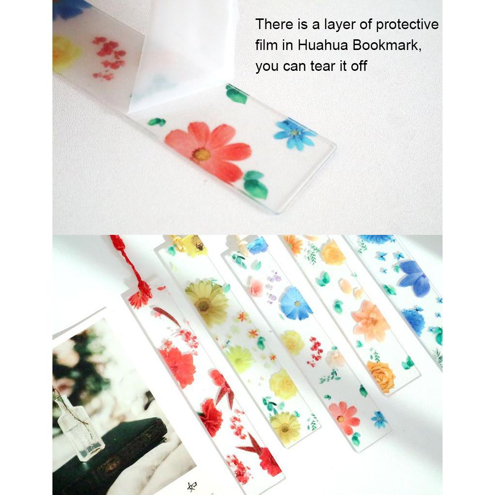 Resin Bookmarks Handmade Transparent Dried Flower Student Stationery School Supplies Ruler Bookmark for Women Adults Kids
