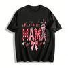Valentine's Day Mama Graphic Tee Heart Print Casual Short Sleeve Top Pure Cotton T-shirt