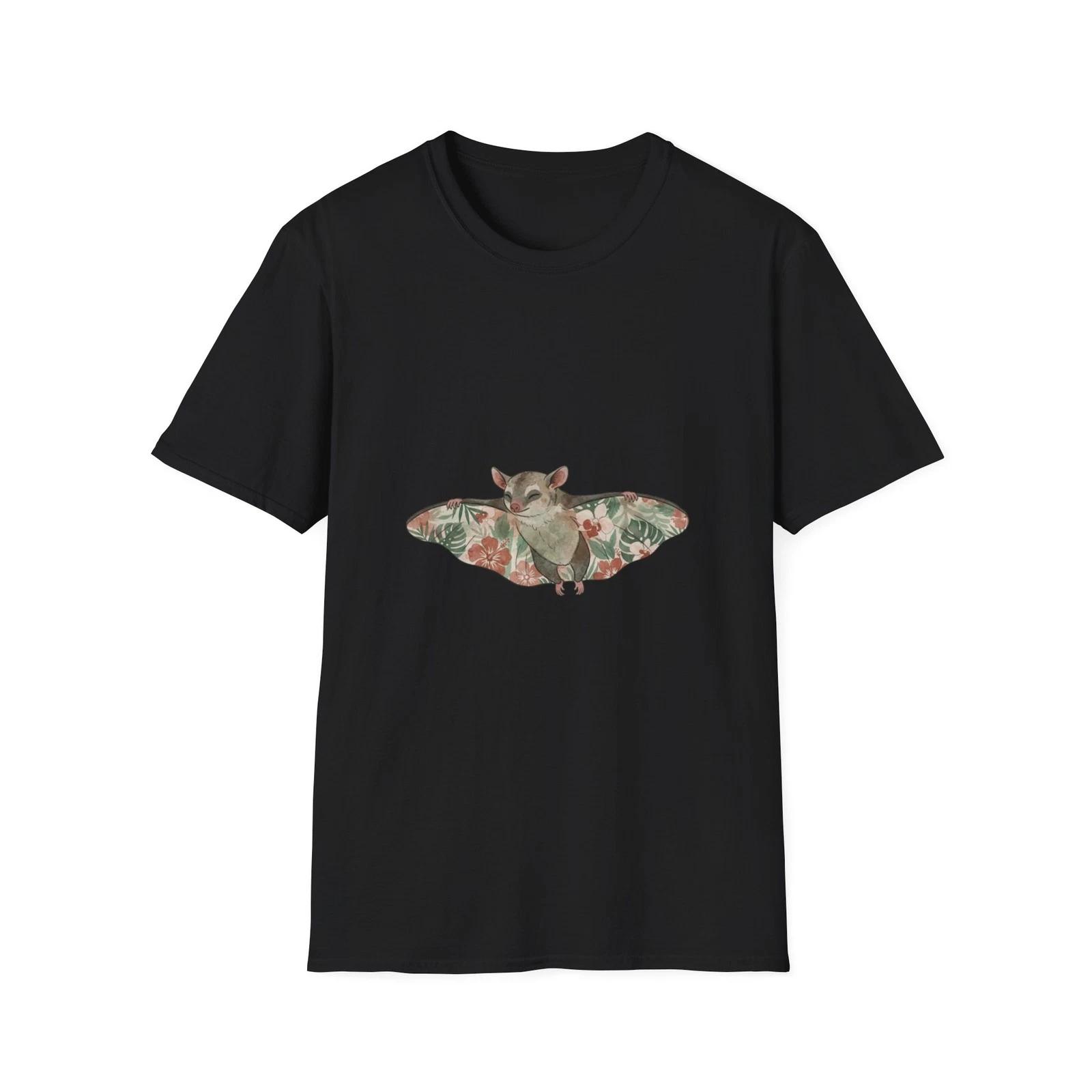 

Bat Floral Tropical Watercolor Black Tee Nature Aesthetic T-Shirt L