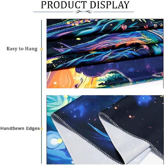 Heopapin Blacklight Psychedelic Forest Meditation Tapestry UV Reactive Cosmic Galaxy Starry Sky Wall Art Tapestry Trippy Yoga Spiritual Chakra Wall