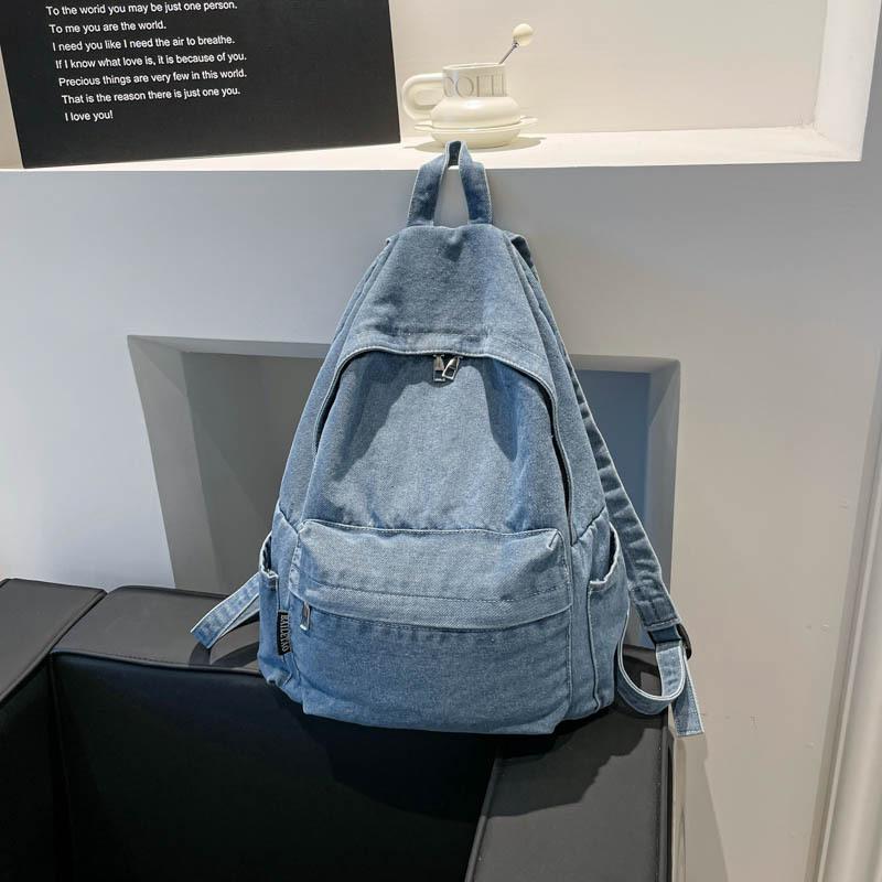 Summer new design new fashion denim women's bags trendy retro large capacity simple shoulder backpack