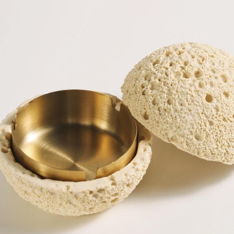 Creative Wind Tunnel Dolomite Spherical Ashtray with Lid Personalized Trendy Car Ashtray Office Desktop Ashtray Gift Home Decor