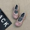 Fashion retro gentle bow Mary Jane single shoes women's 2025 summer new one-word buckle lace ballet shoes