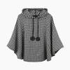 Cloak, Shawl, Women's Clothing, Pullover, Hooded, Korean Version, Thousand Bird Plaid Top, Oversized Loose Bat Shirt