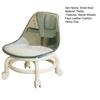 Low Rolling Stool with Backrest 360 Degrees Swivel Wheels Faux Leather Cushion Roller