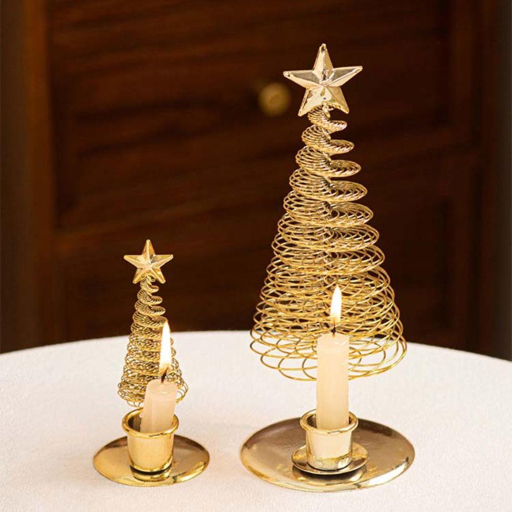 

Metal Christmas Tree Candlestick Gold Christmas Table Decoration Dinner Party Style C