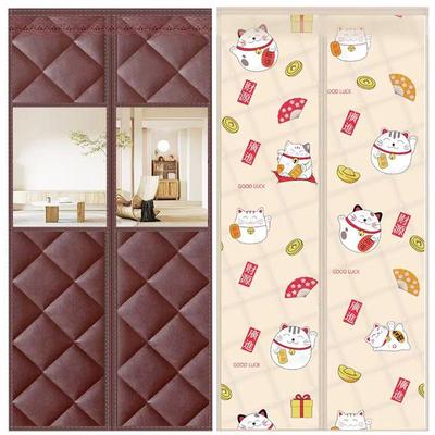 Zimní zateplený magnetický bavlněný dveřní závěs - Silný, Větruodolný, Zvukotěsný, Bez nutnosti vrtání, Samolepicí.