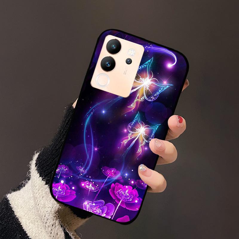 For Vivo V30 Lite 5G Case Fashion Cat Astronaut Flower Phone Bag For Vivo V30Lite 5G Luxury Protector Fundas Black Coque
