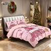 3pcs pink romantic Christmas tree print coreless duvet set multi size bedroom bedding holiday decoration machine washable