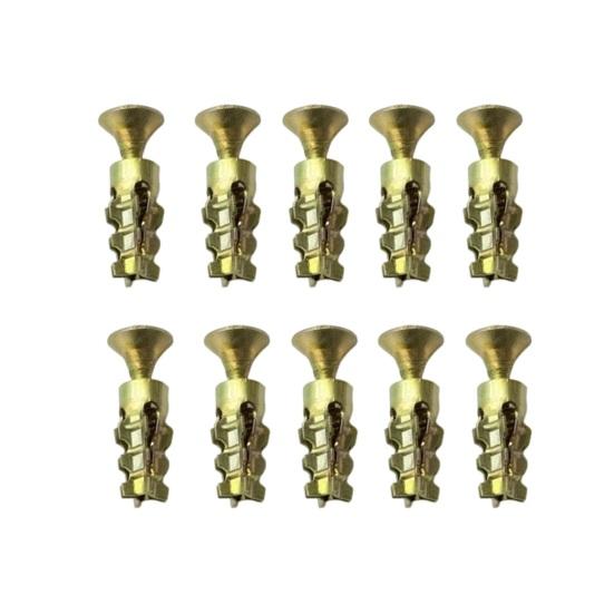 6x14mm Expansion Screws, Flat-Fit Countersunk Head for Cabinet Hinge Repair, Heavy-Duty Steel Wall Wood Expansion Screws, Strong Grip Thread Repair
