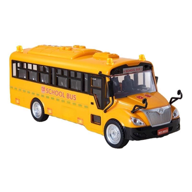 1 Set Bus Car Toy 1:30 Inertia Sliding Campus Bus Car Model Simulation Sound And Light Music Educational Toys Children'S Gift