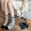 Little Tea Life Women's Mid-Calf Bowknot Socks - Princess Style, Breathable & Sweat-Absorbent, Versatile for Spring & Autumn.