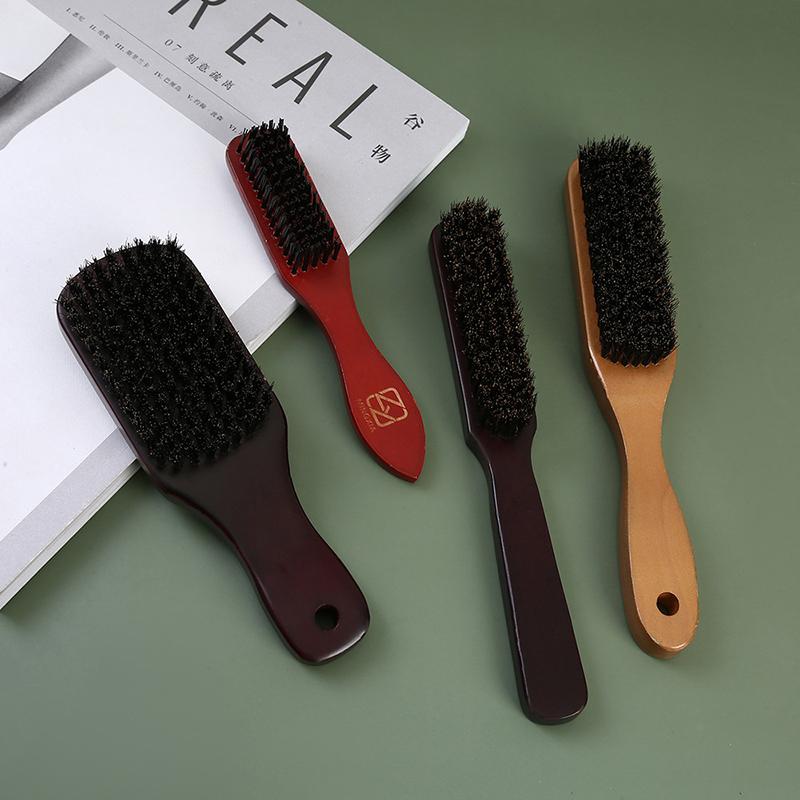 Men Beard Brush Wood Handle Boar Bristle Moustache Cleaning Brush Hairdressing Anti Static Barber Hair Styling Comb Shaving Tool