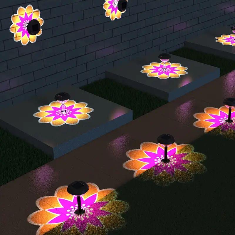 Solar Flower Projection Garden Light Weatherproof Outdoor Lawn Pathway Decor Easy Install Solar Garden Decor Solar Garden Lights