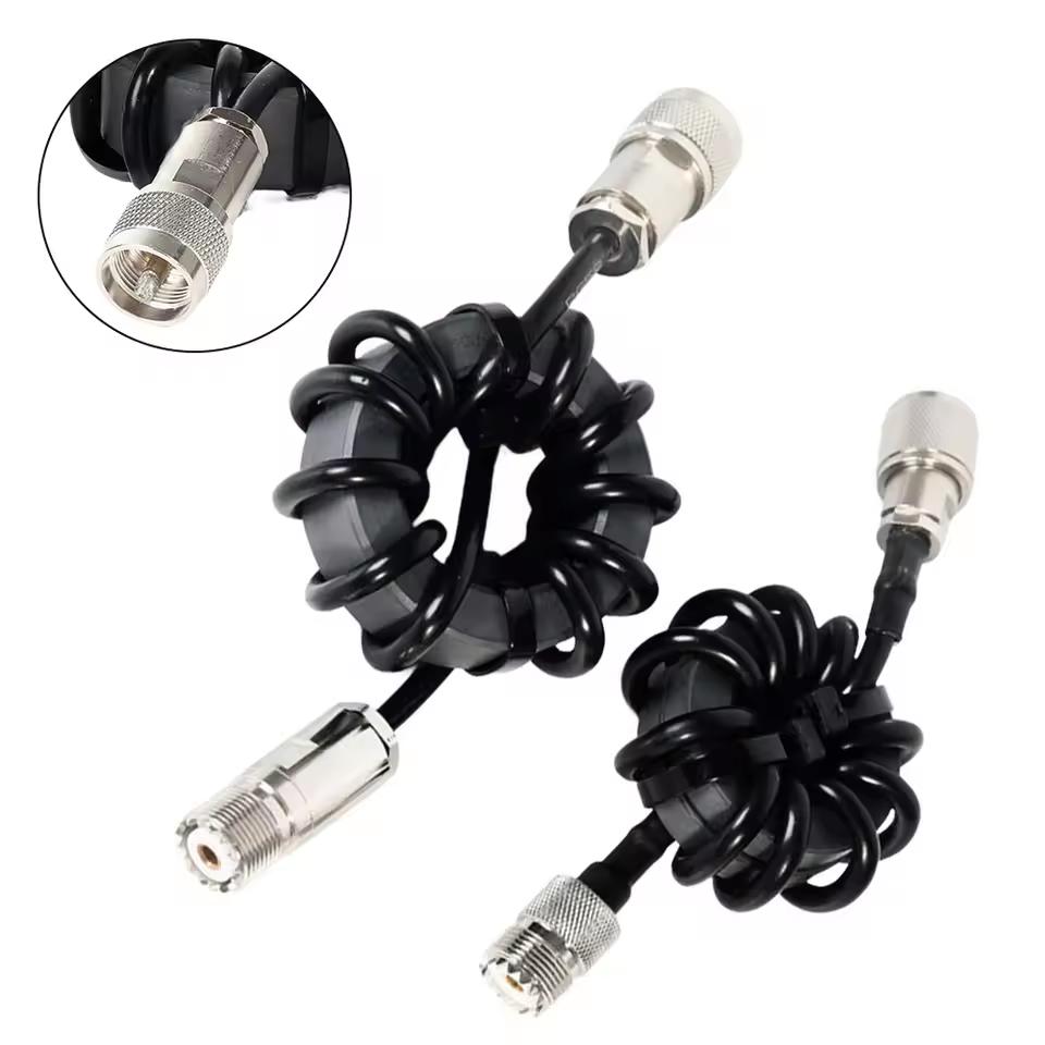 1.8-30MHz Shortwave Choke Coil Male To Female Connector RF Choke Balun Magnetic Ring For HF Shortwave Radio Communication Test