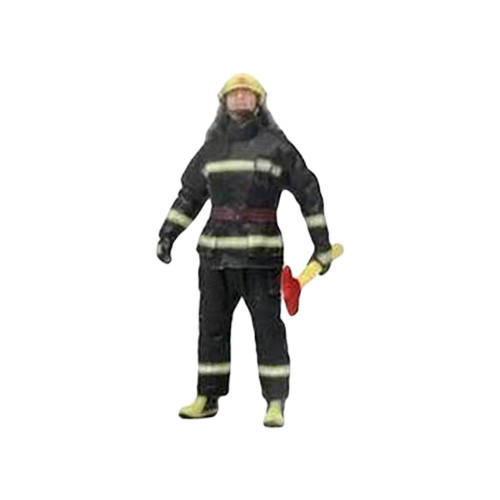 1/64 Scale Firefighter Model Miniature Model Tiny People Model for Building Diorama DIY Scene Photography Props Decoration