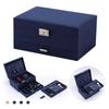 Lockable Three-Layer Velvet Jewelry Box with Earring, Ring, and Bracelet Storage