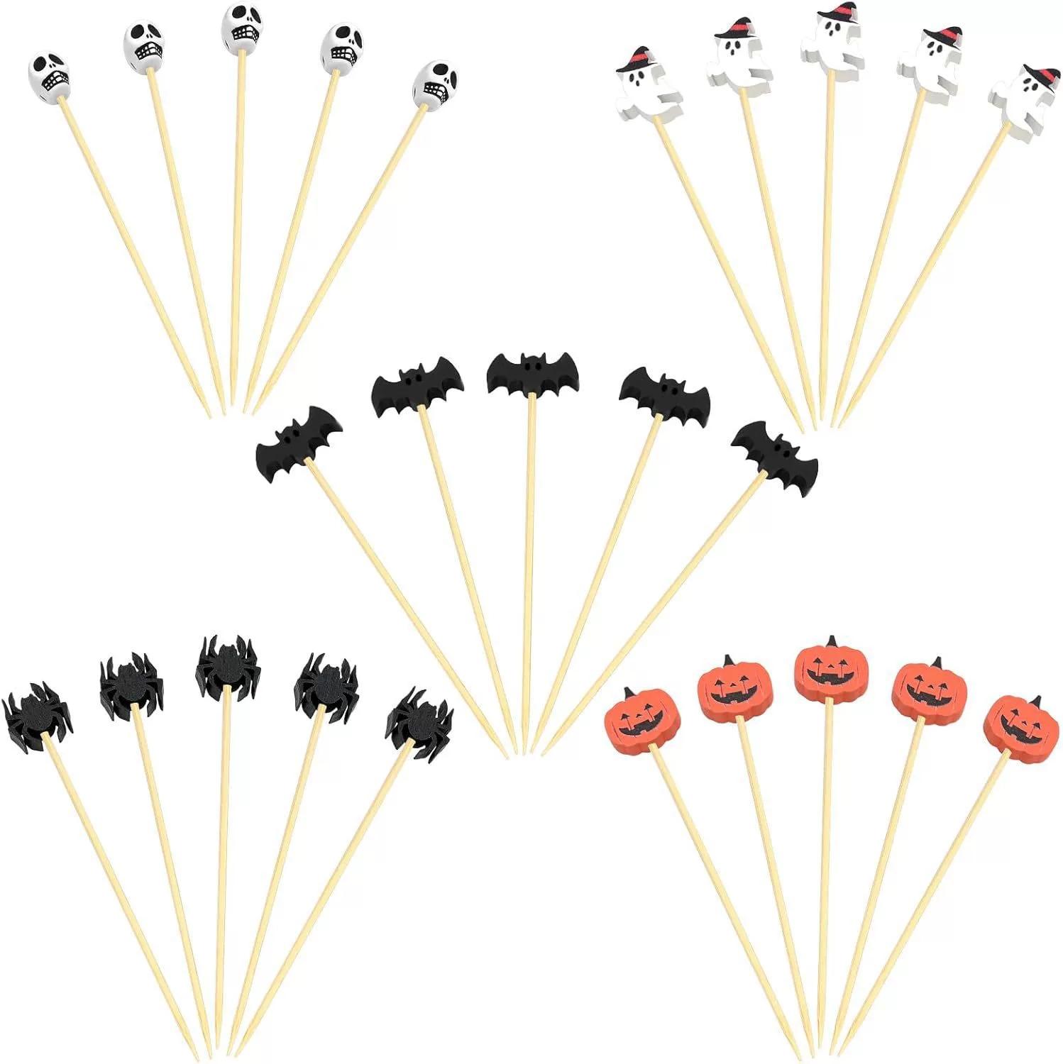 10 BUC Scobitori din Plastic Halloween Topper pentru Brioșe Halloween Fantomă Liliac Păianjen Scobitori pentru Fructe Decorațiuni Tort Petrecere Halloween 50pcs