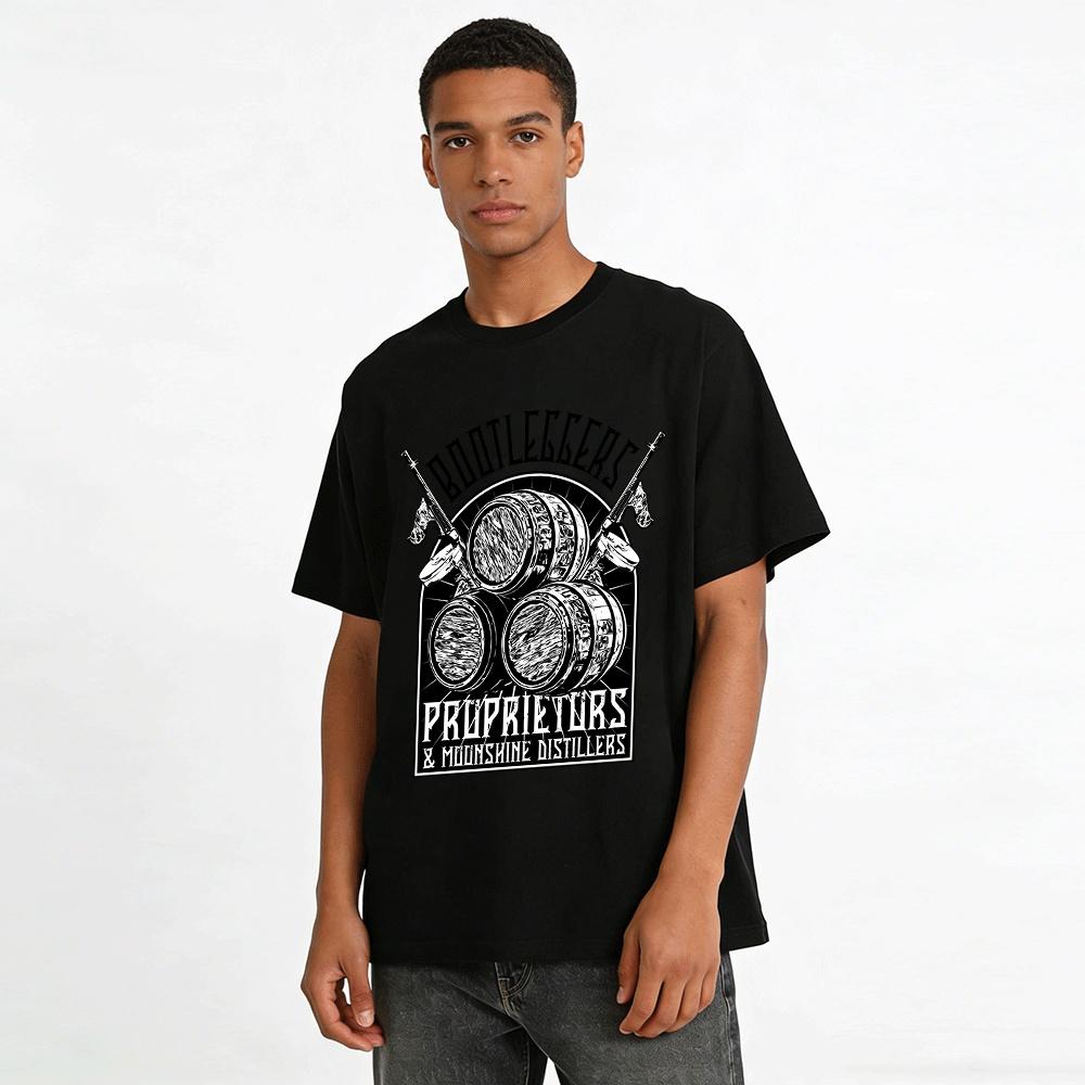 Bootleggers Moonshine Distillers Vintage Print Tee Pure cotton T-shirt