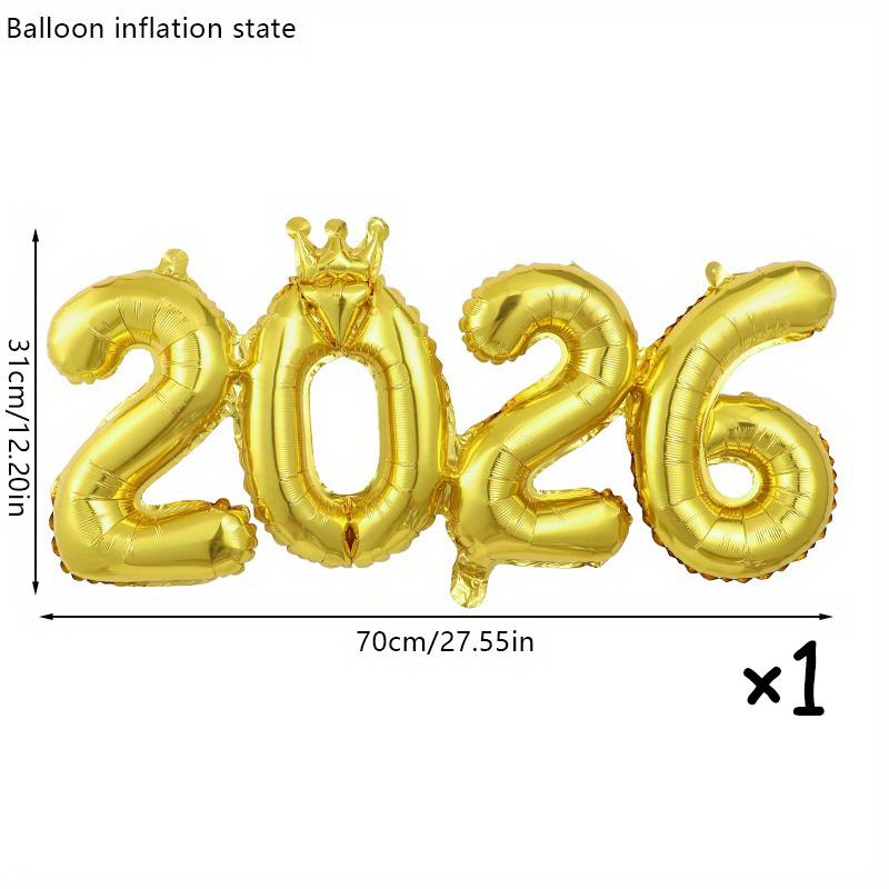 

2026 Aluminum Film Balloon Couplet with Crown 2026 Decorative Balloon New Year Party Decoration (Gold/Silver/Rose Gold) Other золотий