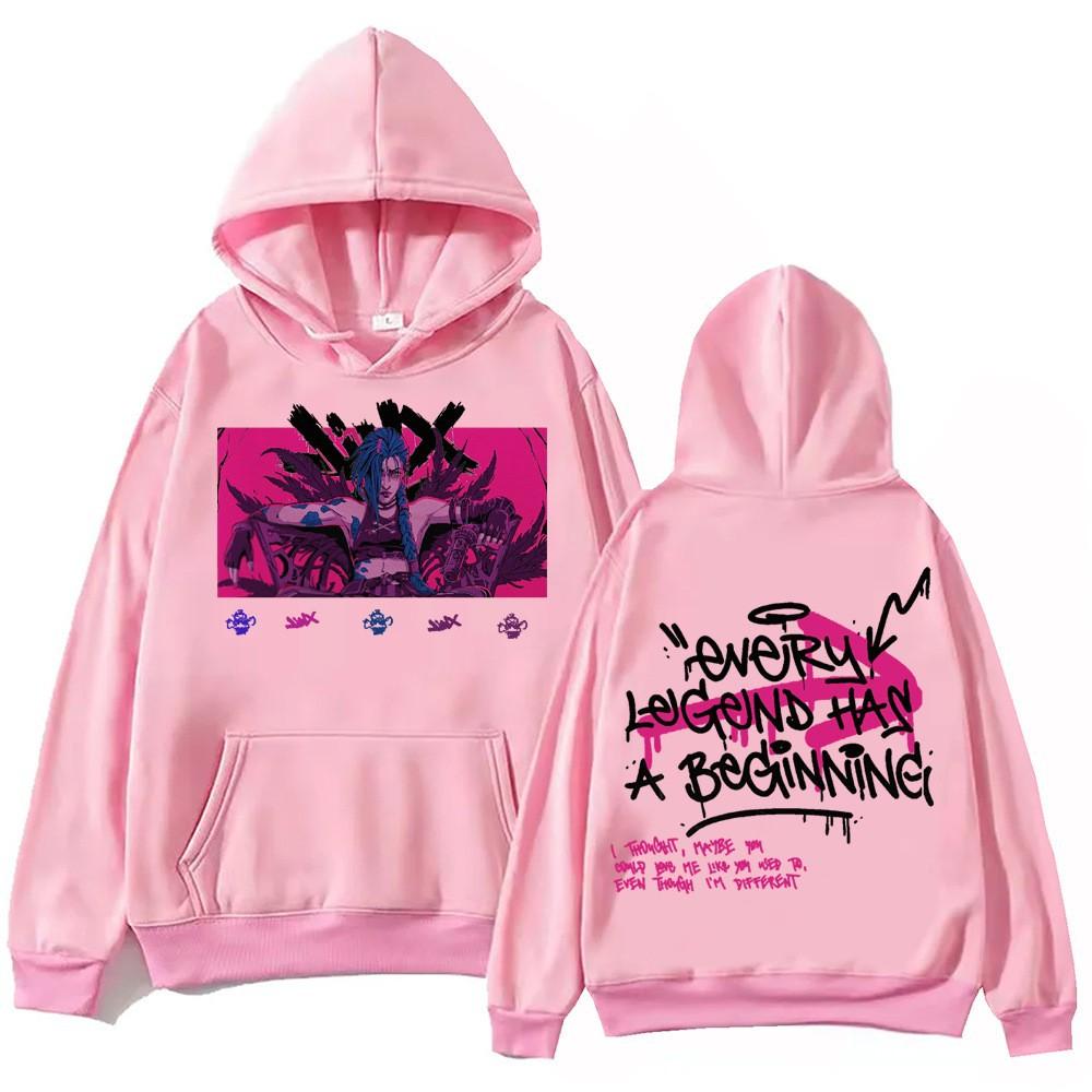 Hot Anime Arcane-Jinx Hoodie Harajuku Pullover Tops Man