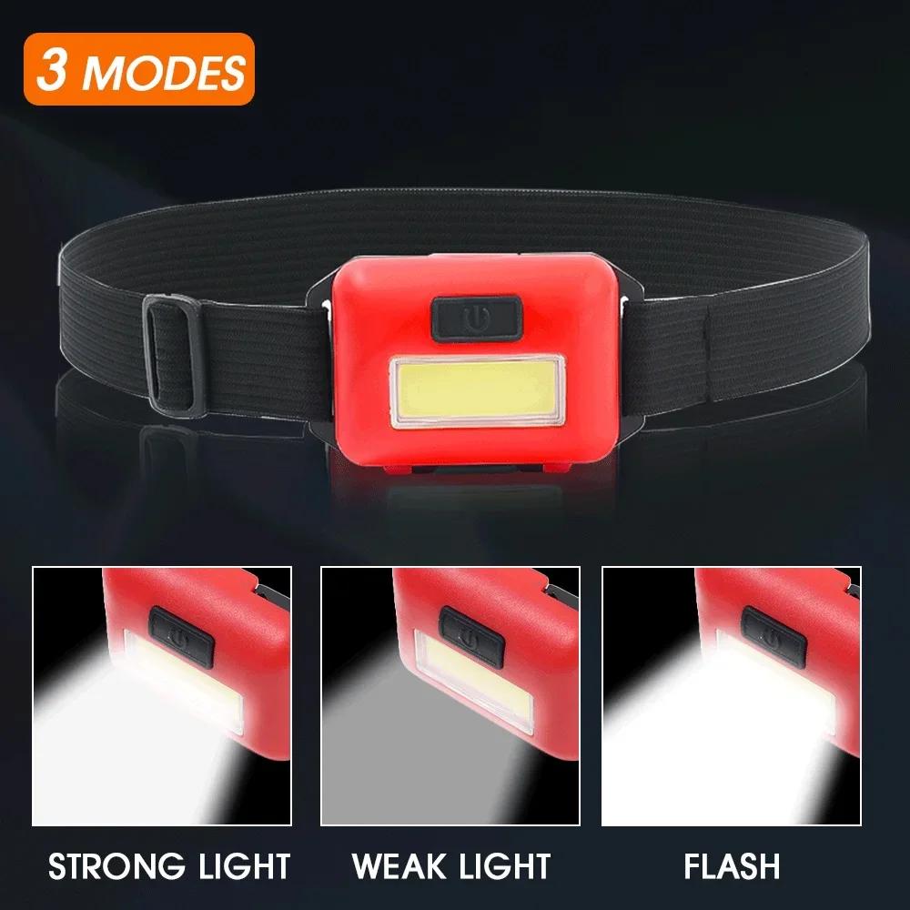 3000lm Mini-COB-Scheinwerfer Tragbare LED-Scheinwerferlampe Wasserdichtes Kopf-Vorderlicht Mit 3 Beleuchtungsmodi Outdoor-Camping-Wanderkopf-Taschenlampe