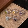 S925 Sterling Silver Ring Women's Inlaid 8 * 10mm Natural Crystal Stone Topaz High Sense Ring Elegant Ladies Jewelry